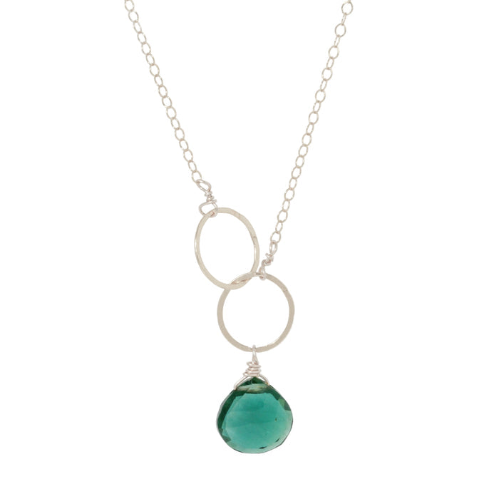 Indicolite Quartz Double Circle Drop Necklace