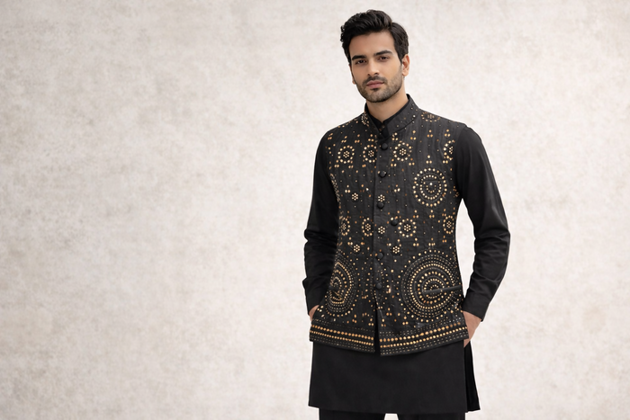 J Pardesi - Black Sultan Waistcoat