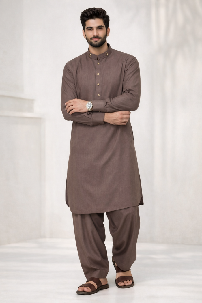 J Pardesi - Brown Kamees Shalwar