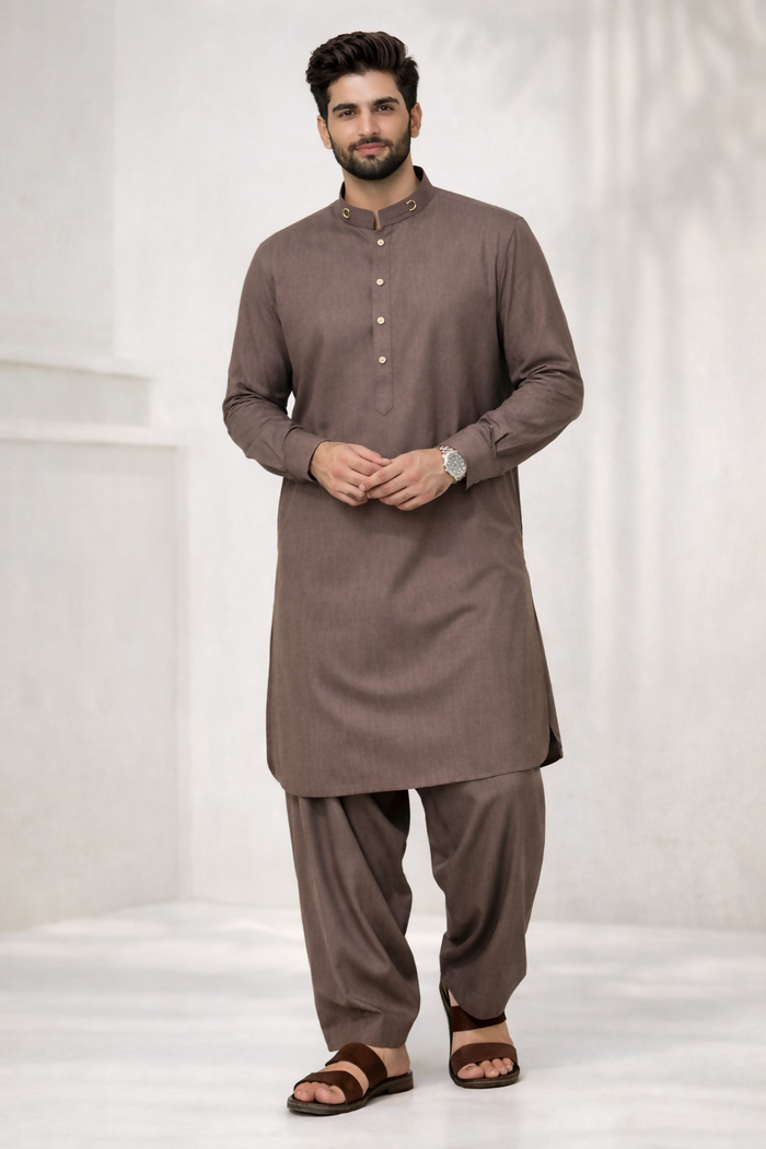 J Pardesi - Brown Kamees Shalwar
