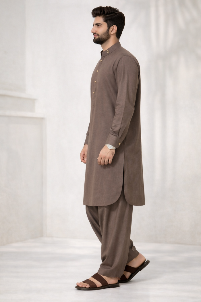 J Pardesi - Brown Kamees Shalwar