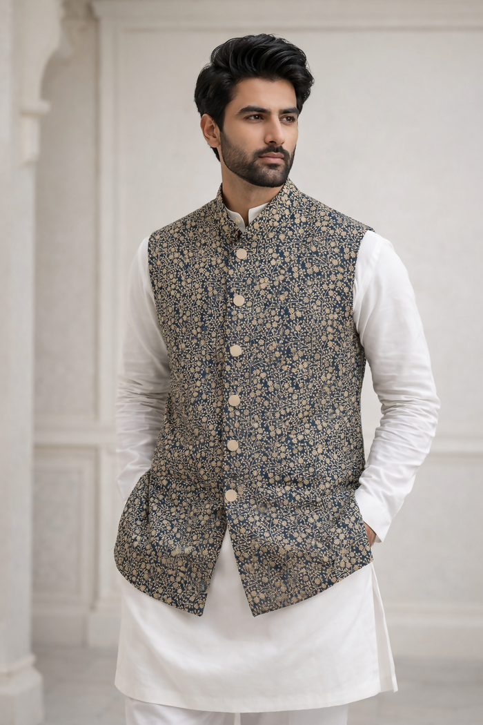 J Pardesi - Deep Navy Blue Waistcoat