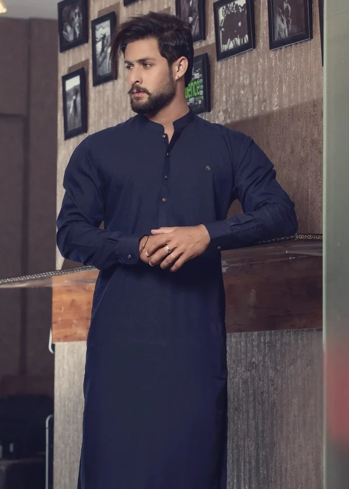 J PARDESI - NAVY BLUE KURTA PAJAMA