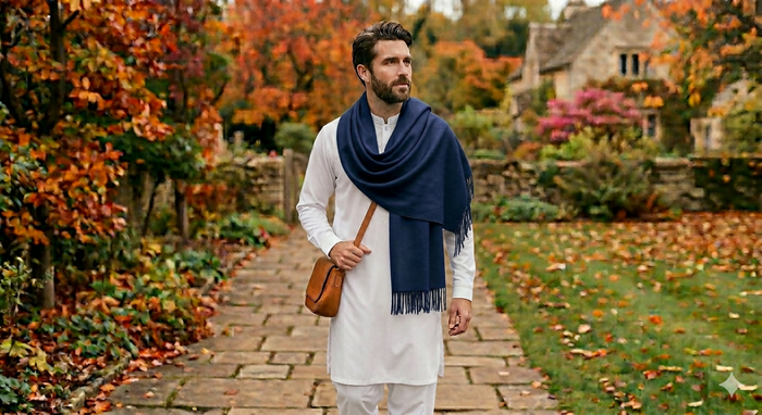 J Pardesi - Navy Blue Shawl