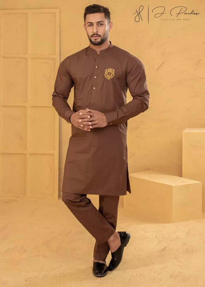 J Pardesi - Oak Brown Kurta Pajama