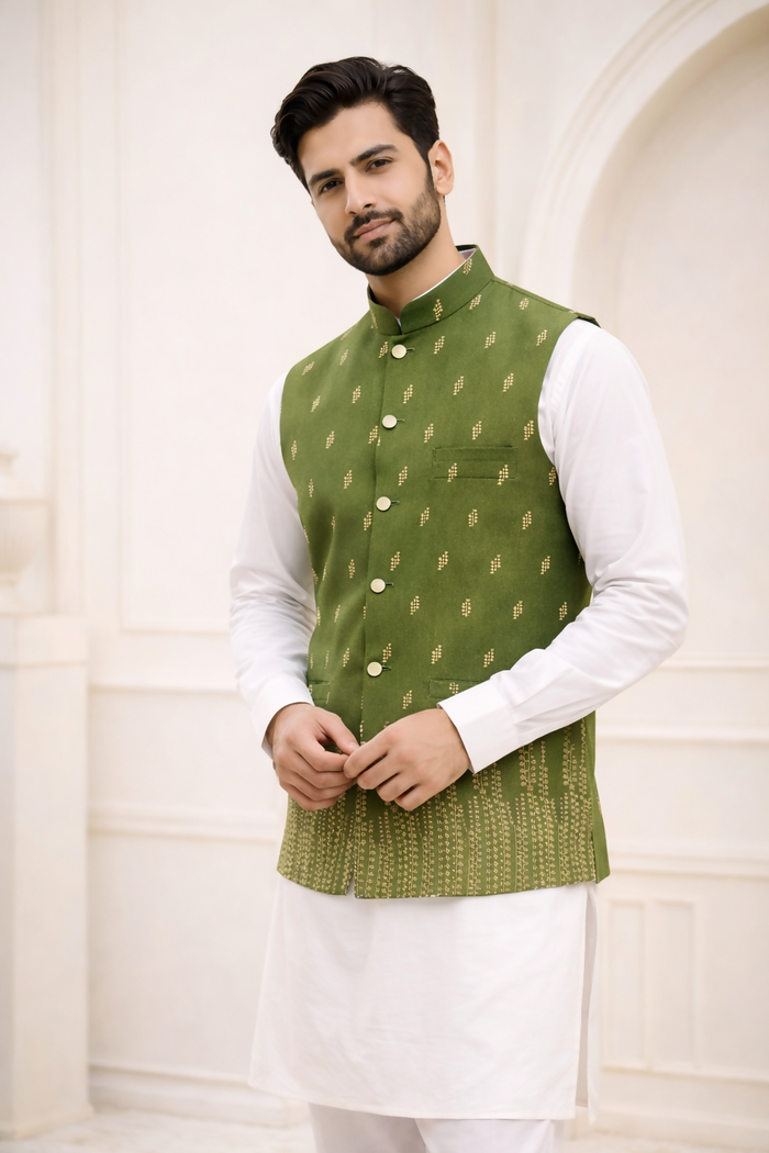 J Pardesi - Olive Royal waistcoat