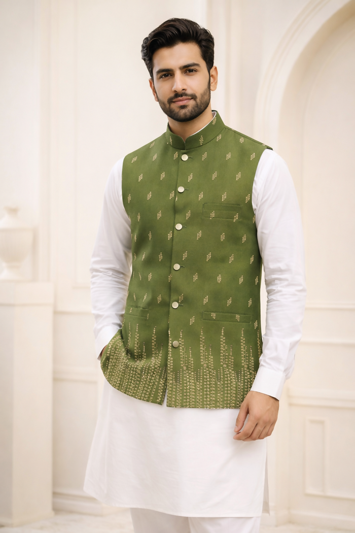 J Pardesi - Olive Royal waistcoat