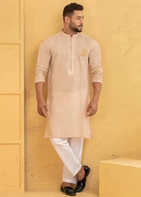 J PARDESI - Pure Peach Kurta