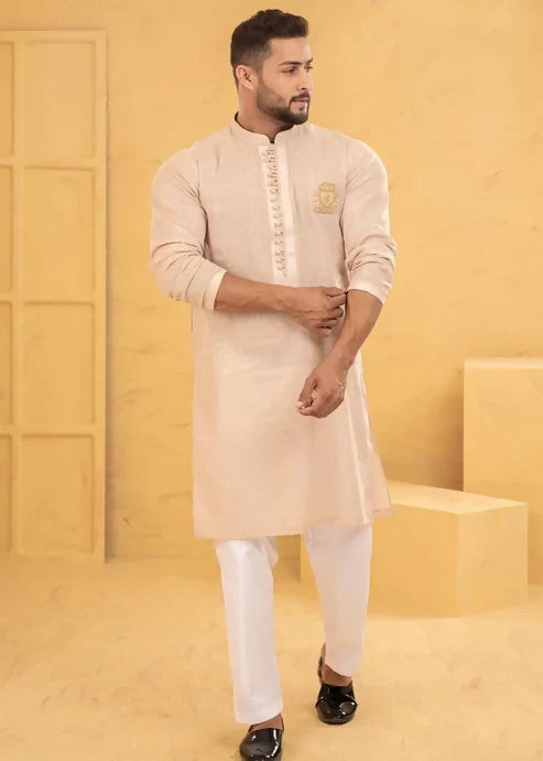 J PARDESI - Pure Peach Kurta