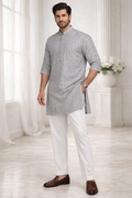 J Pardesi - Silver Mist Kurta Pajama