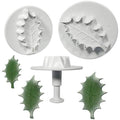 Jeu de 3 découpoirs + poussoirs feuille de houx - Tailles différentes - Ø 20, 29 et 35mm