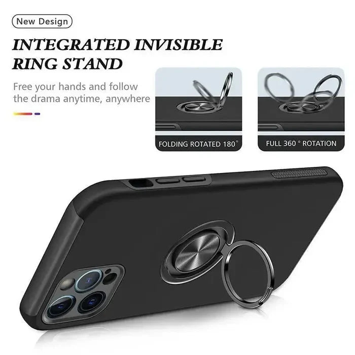 Kinglink Mag Ring Case with Kickstand MagSafe for iPhone 16 - Black