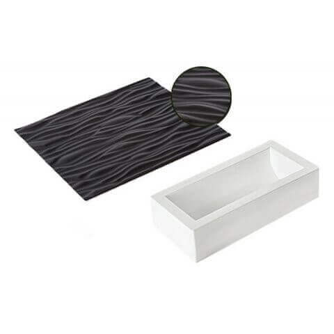 Kit moule à bûche 250 x 90mm + tapis de décor Silikomart - Faux bois