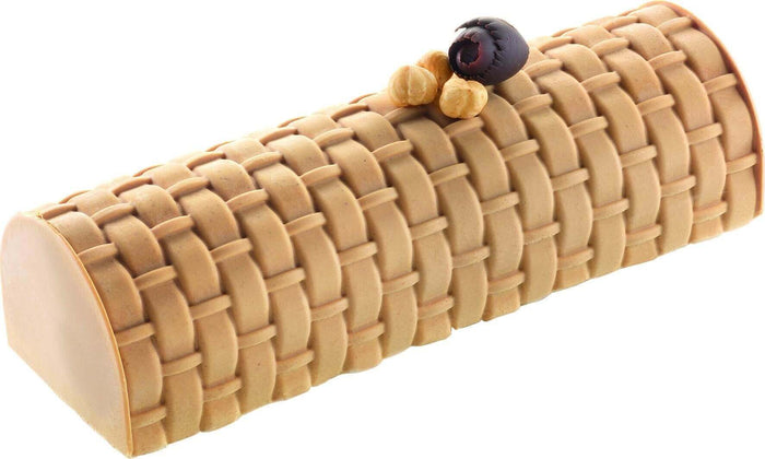 Kit moule à bûche 250 x 90mm + tapis de décor Silikomart - Tressé