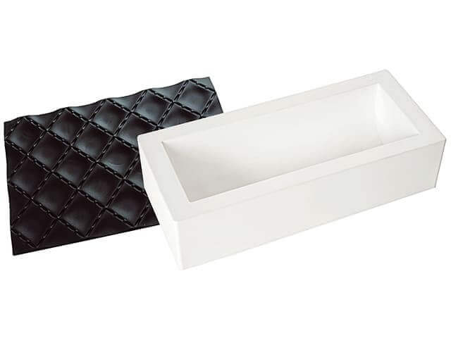 Kit moule à bûche 250 x 90mm + tapis de décor Silikomart - Matelassé