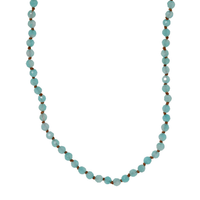 Knotted Amazonite Bead Necklace