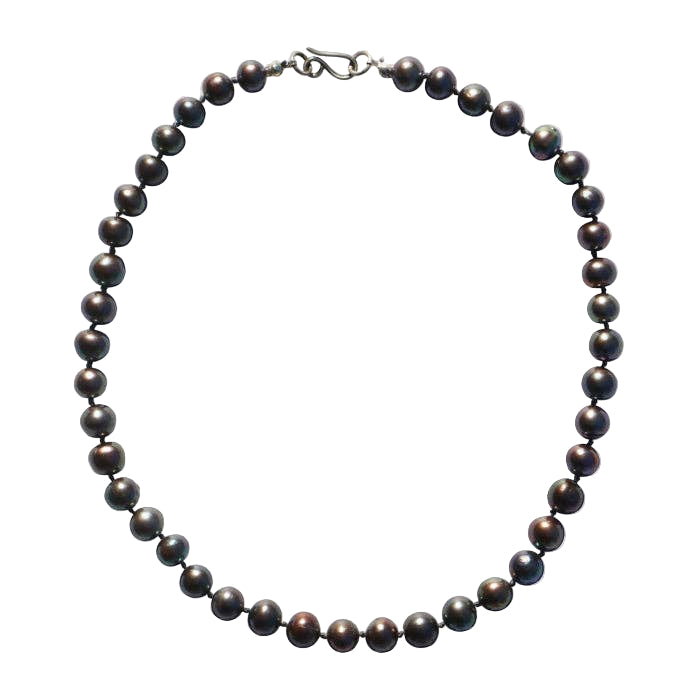 Knotted Grey Pearl Necklace-Jane Diaz
