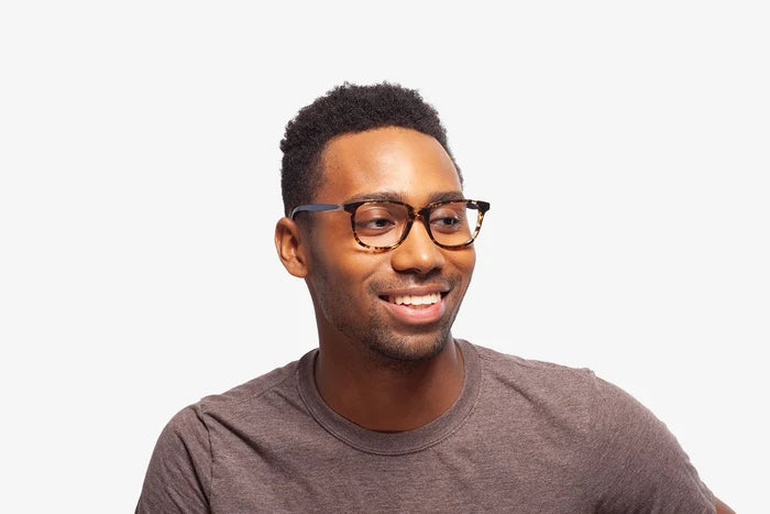 Tortoise Kyle eyeglasses by Chemistrie worn by male model, side view