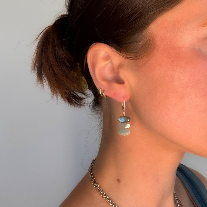 Labradorite and Aquamarine Pebbles Earrings