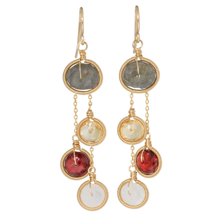 Labradorite and Mixed Stone Drop Earrings