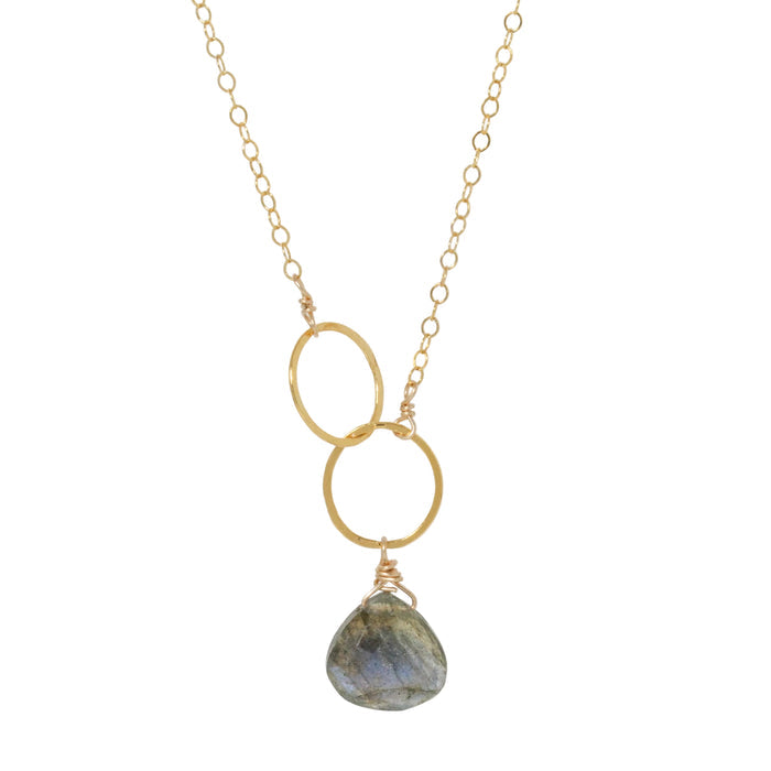 Labradorite Double Circle Drop Necklace