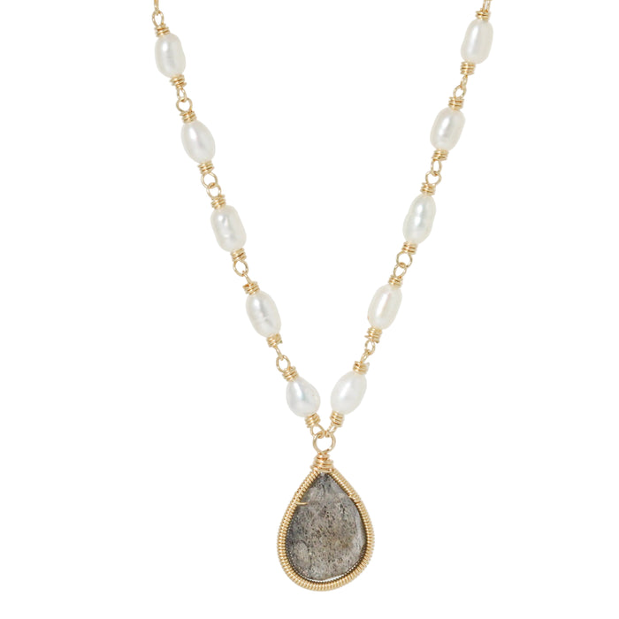 Labradorite on Pearls Necklace