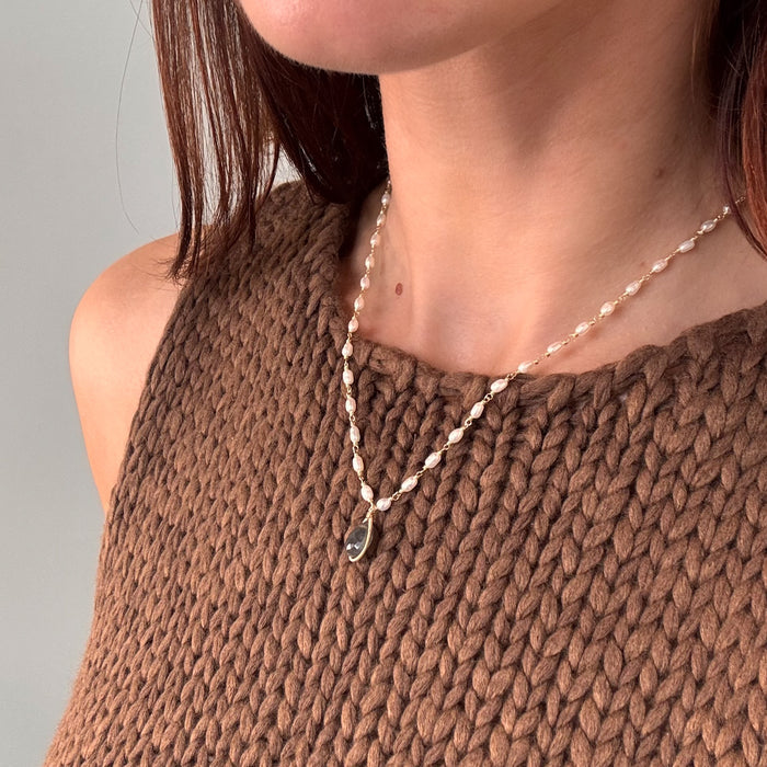 Labradorite on Pearls Necklace