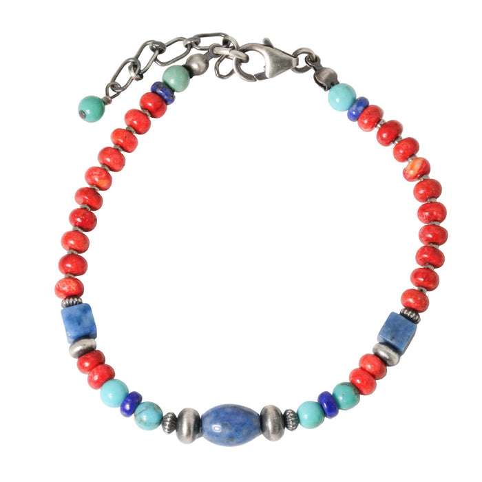 Lapis, Turquoise and Spiny Oyster Shell Bracelet