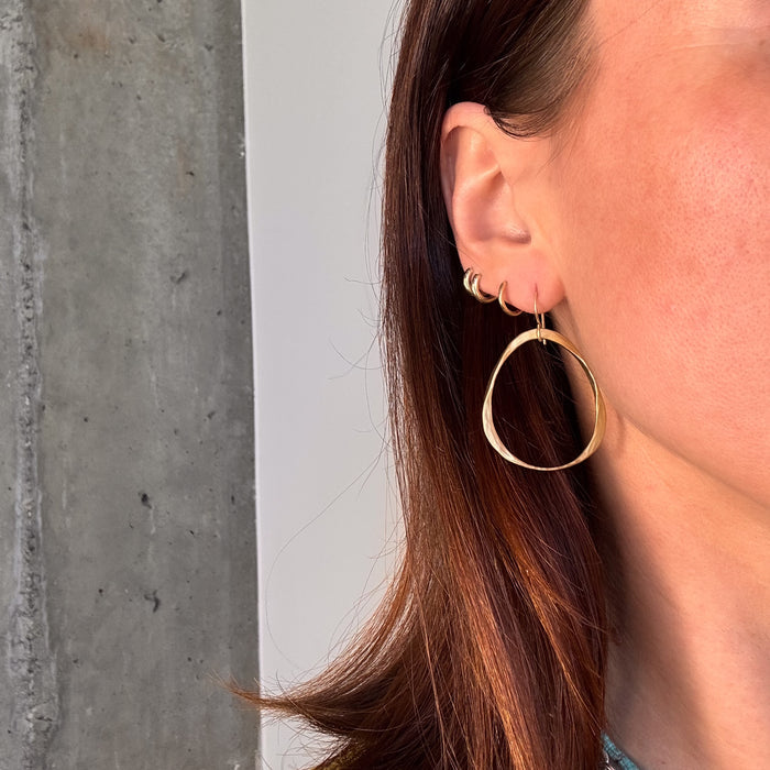 Large Brass Forward Hoop Earrings