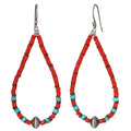 Large Coral Bead + Turquoise Earrings