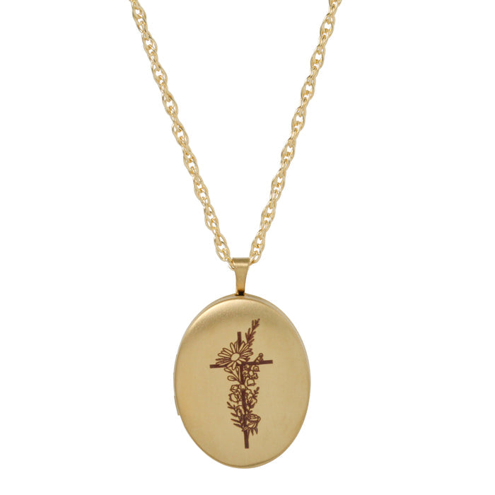 Large Floral Cross Locket Necklace-Chemistry Jewelry