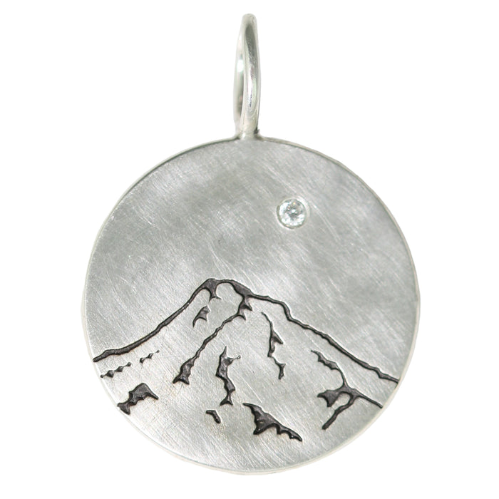 Large Round Silver Mt Hood Charm-Heather B. Moore