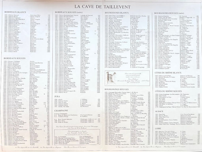 Le Taillevent - Menu