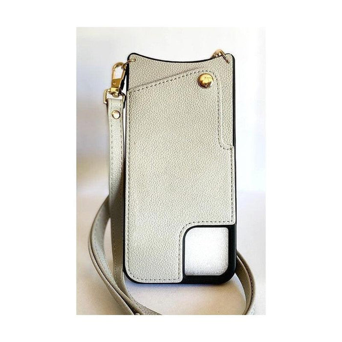 Leather Back Phone Case with Strap for iPhone 11 Pro - Beige