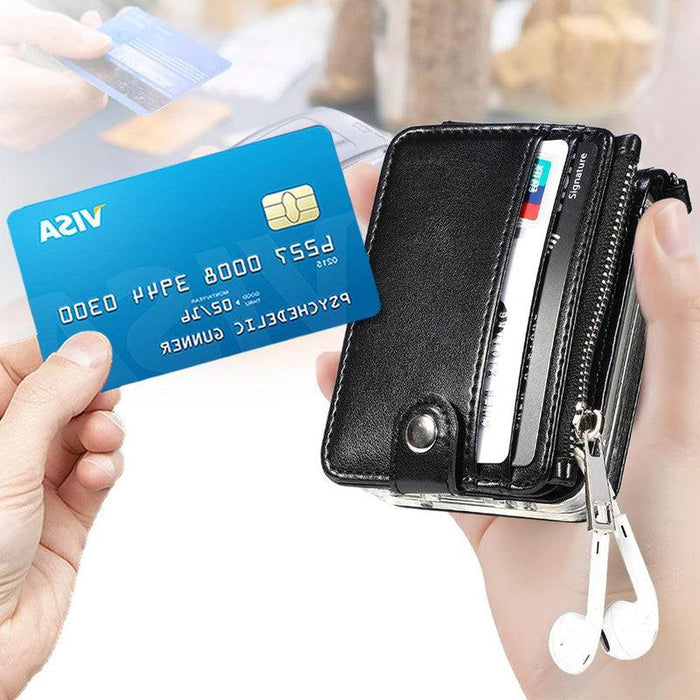 Leather Wallet and Mobile Phone Case for Samsung Z Flip 3 - Black