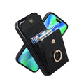 Luxury Mobile Phone Case with Credit Card Holder & Stand for iPhone 12 - Black