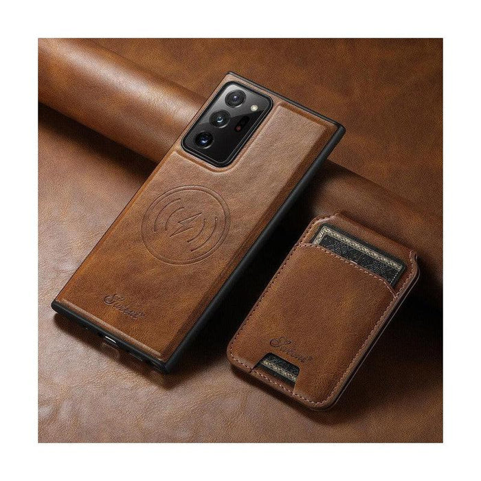 Magnetic Card Slots PU Leather Case for Samsung Galaxy Note 20 Ultra - Brown