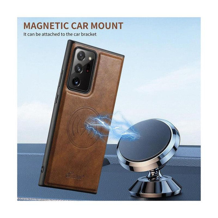 Magnetic Card Slots PU Leather Case for Samsung Galaxy Note 20 Ultra - Brown