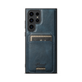 Magnetic Card Slots PU Leather Case for Samsung Galaxy S22 Ultra - Blue