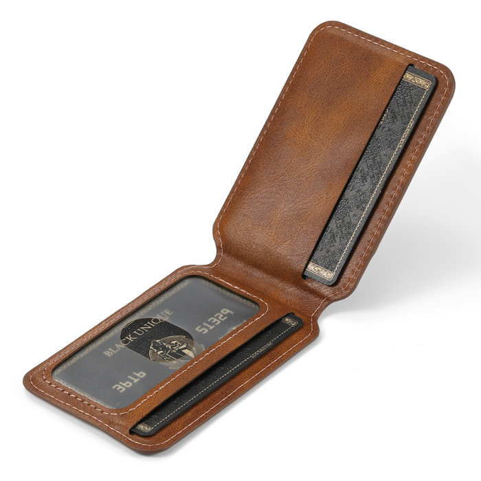 Magnetic Card Slots PU Leather Case for Samsung Galaxy S22 Ultra - Brown