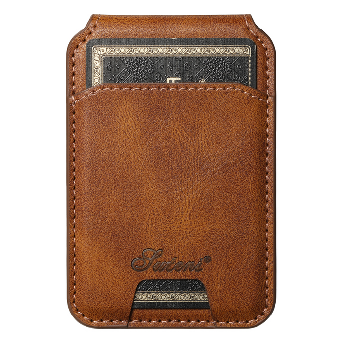 Magnetic Card Slots PU Leather Case for Samsung Galaxy S22 Ultra - Brown