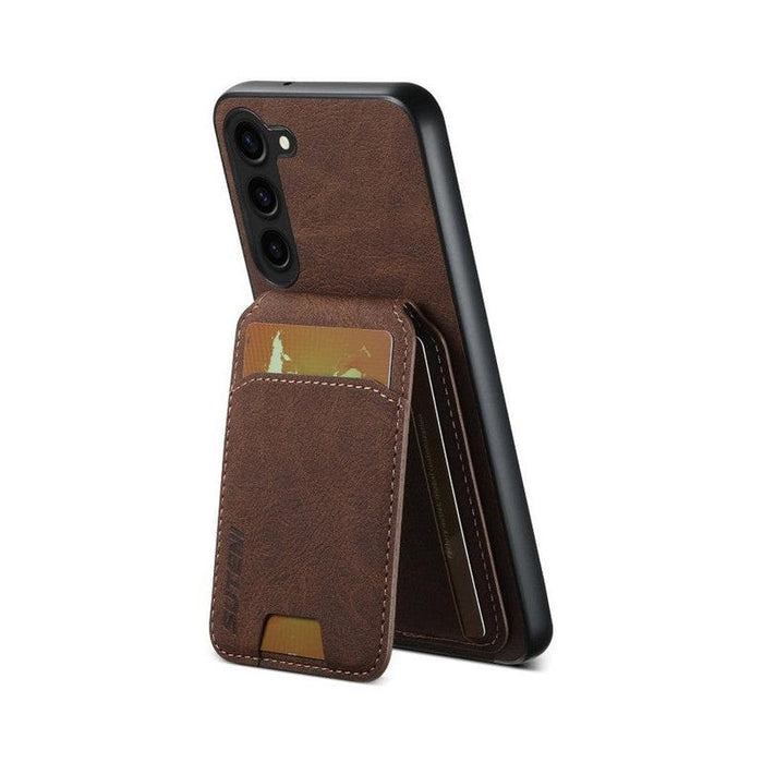 Magnetic Card Slots PU Leather Case for Samsung Galaxy S23 - Brown