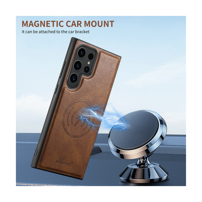 Magnetic Card Slots PU Leather Case for Samsung Galaxy S24 Ultra - Blue