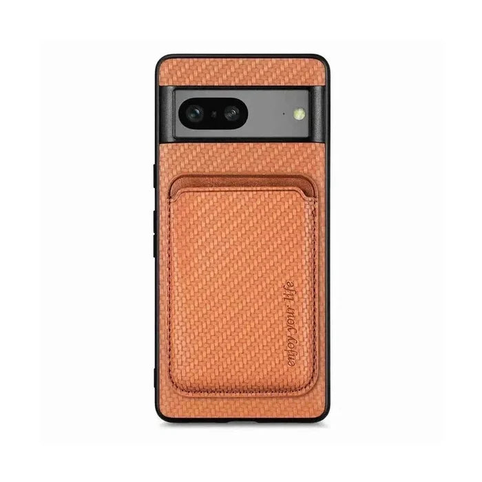 Magnetic Wallet Case for Google Pixel 6A, Mag safe Compatible 2 in 1 with Back Card Holder - Brown
