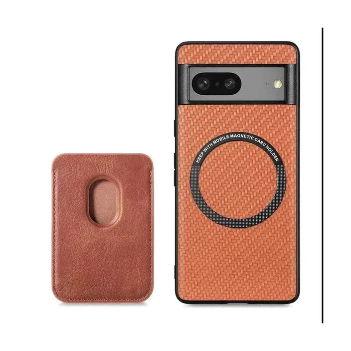 Magnetic Wallet Case for Google Pixel 6A, Mag safe Compatible 2 in 1 with Back Card Holder - Brown