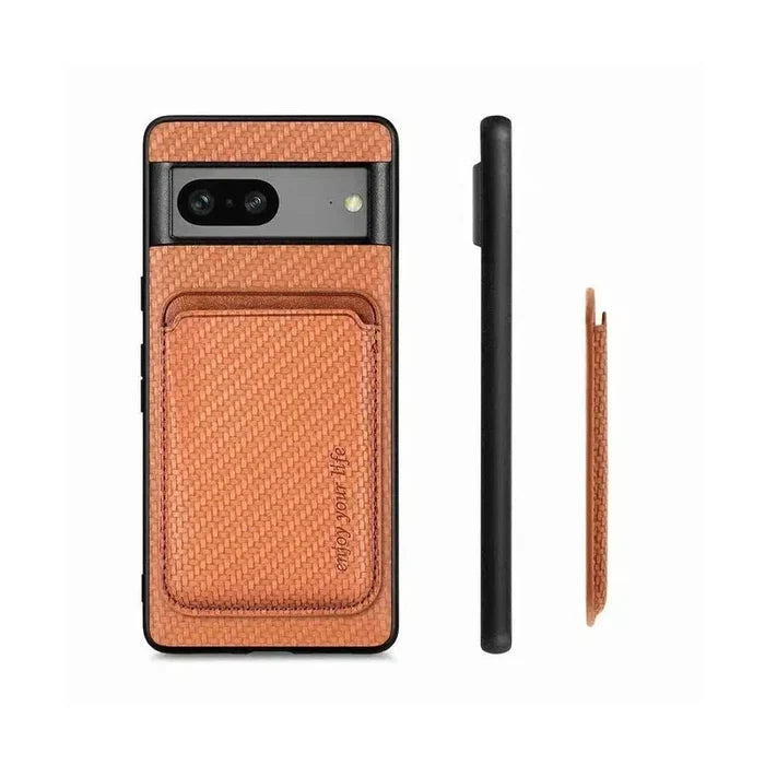 Magnetic Wallet Case for Google Pixel 6A, Mag safe Compatible 2 in 1 with Back Card Holder - Brown