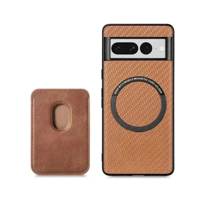 Magnetic Wallet Case for Google Pixel 6A, Mag safe Compatible 2 in 1 with Back Card Holder - Brown