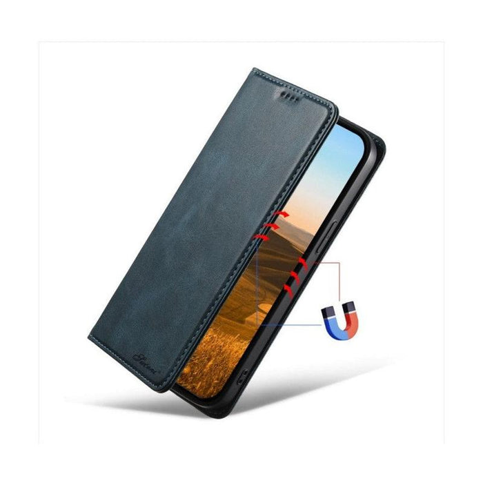 Magnetic Wallet Leather Phone Case For iPhone for iPhone 13 Pro - Navy Blue