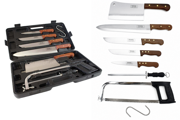 Malette de 8 couteaux et accessoires pour bouchers et chasseurs Pradel Excellence