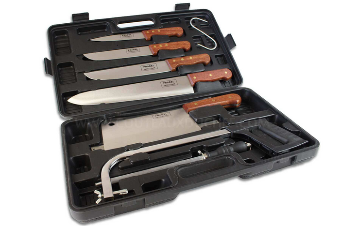 Malette de 8 couteaux et accessoires pour bouchers et chasseurs Pradel Excellence
